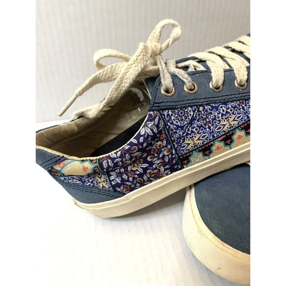 Canvas Native Tennis Shoes Women's 9 Men's 7 Blue Floral Patchwork bohemian - Picture 11 of 14
